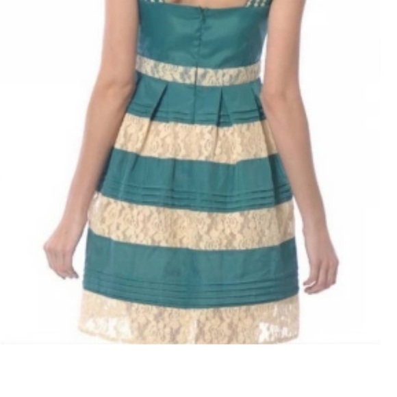 Ryu Anthropologie emerald green/ cream woman Dress size large - Picture 2 of 15